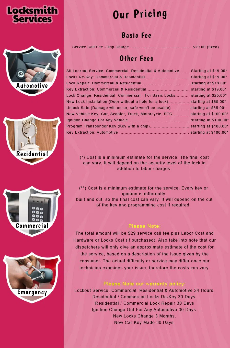 Edison NJ Locksmith Store Edison, NJ 732-719-2525 - price-list-c-18